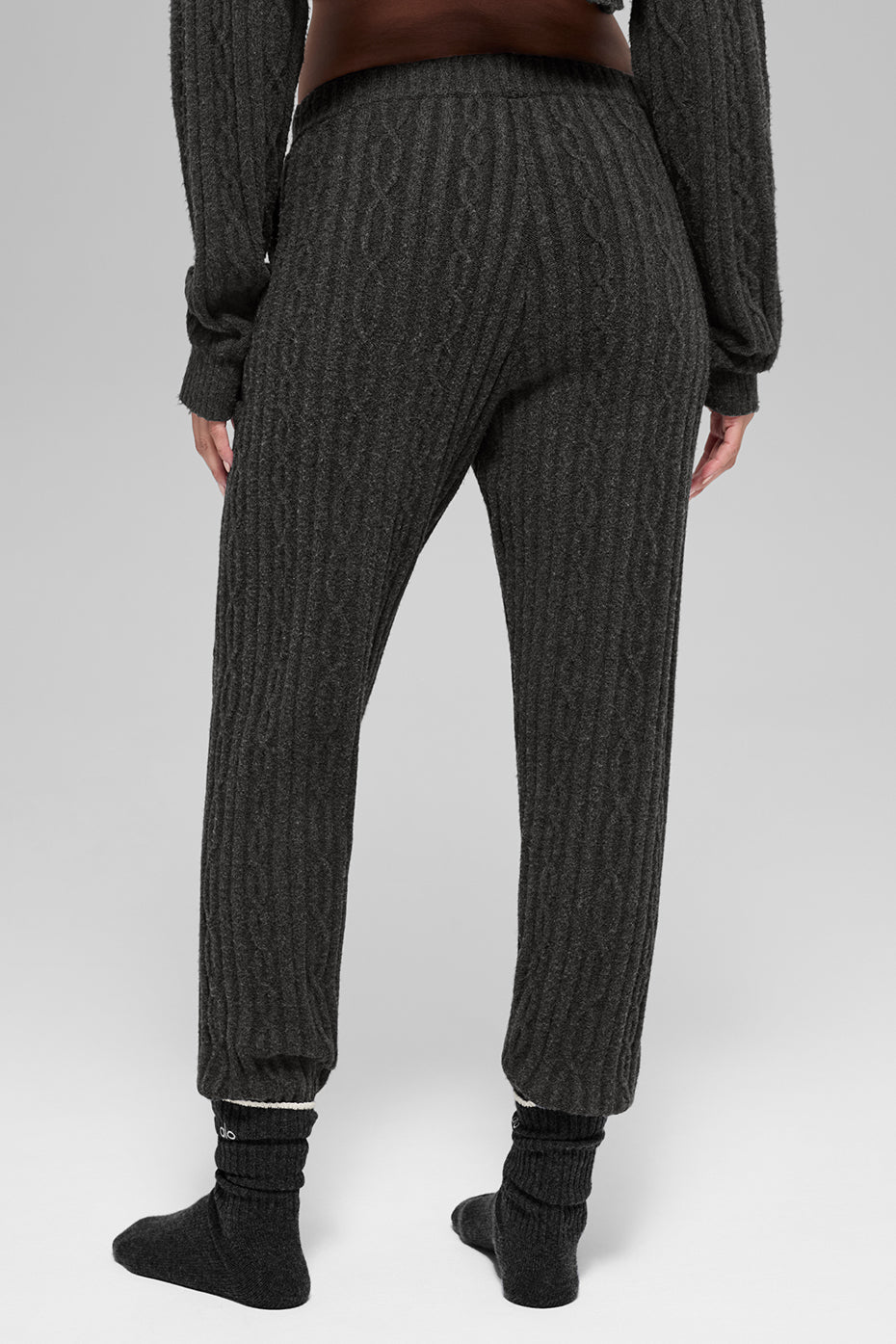 Pantalon Winter Bliss en maille torsadée - Gris foncé chiné