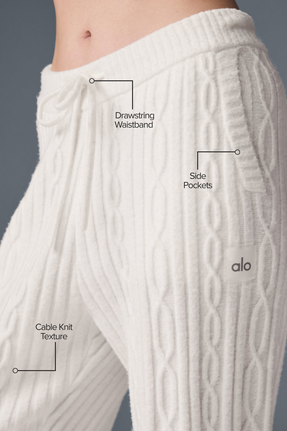 Pantalon Winter Bliss en maille torsadée - Ivoire