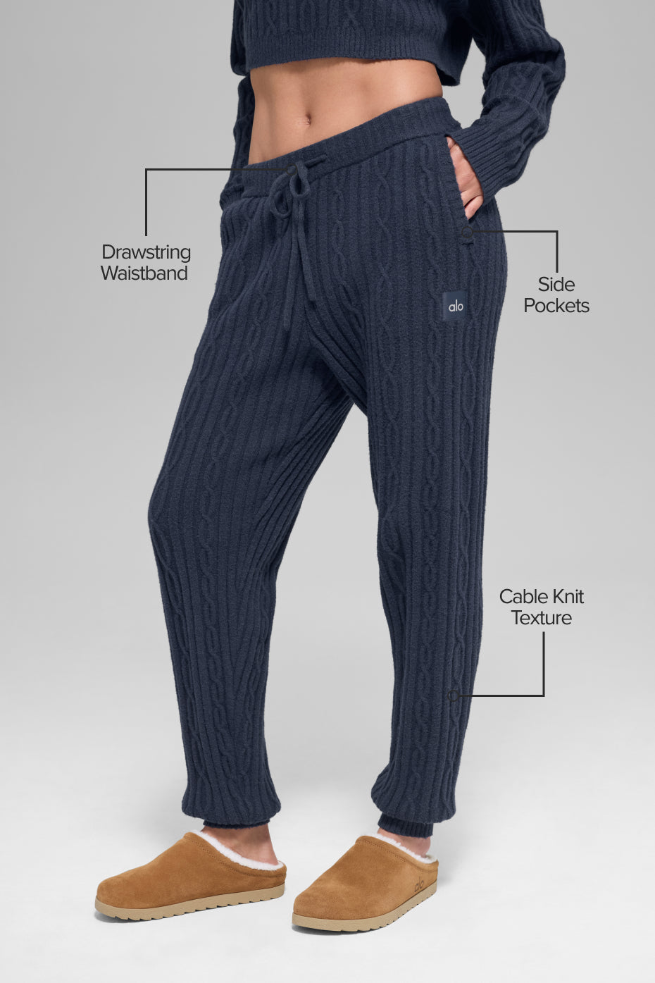 Pantalon Winter Bliss en maille torsadée - Bleu marine