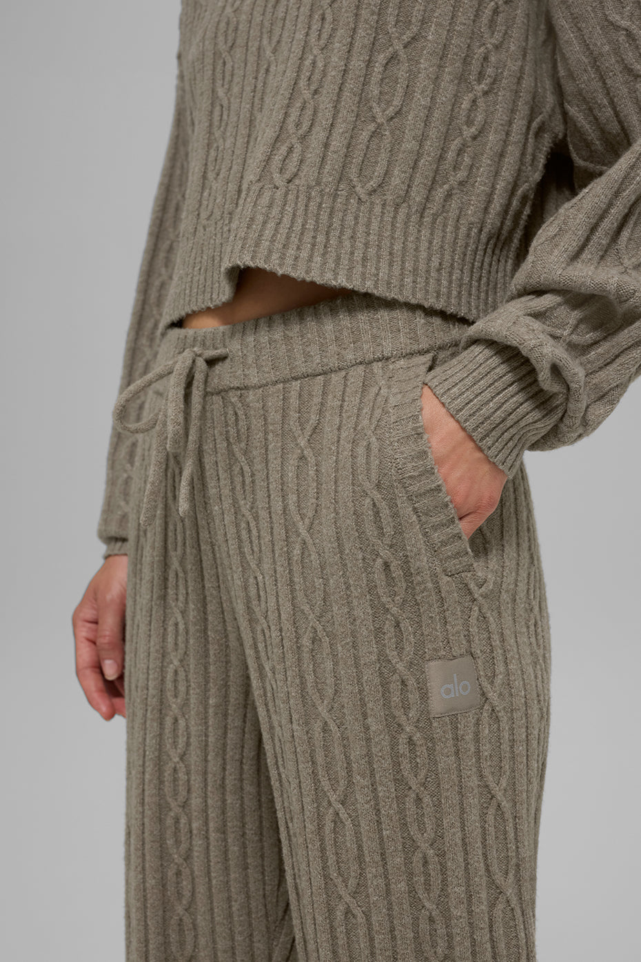 Pantalon Winter Bliss en maille torsadée - Cacao clair
