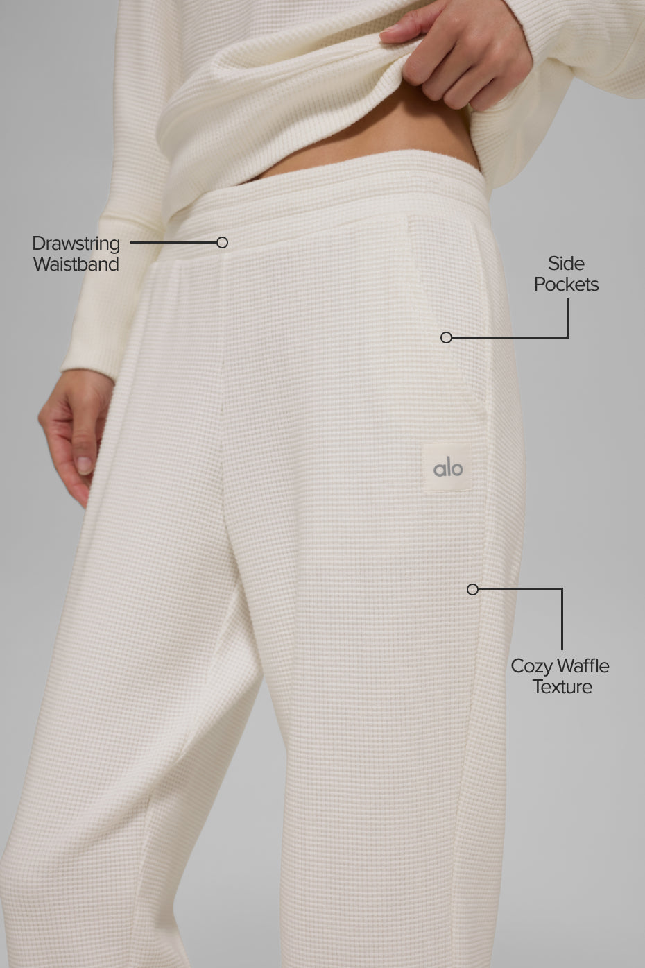 Pantalon de jogging Weekend Escape en maille gaufrée - Ivoire