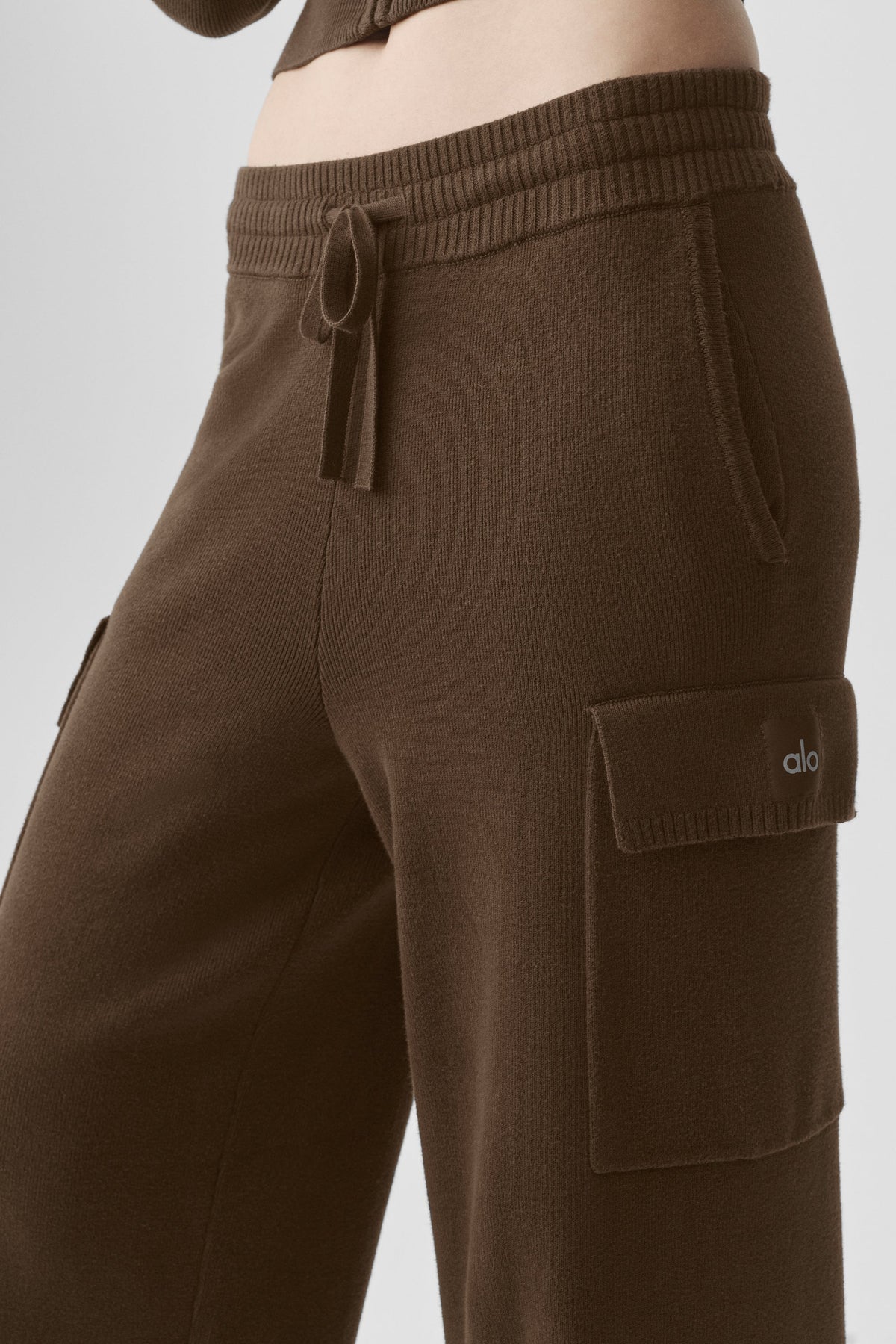 Pantalon cargo taille haute Scholar en maille - Espresso