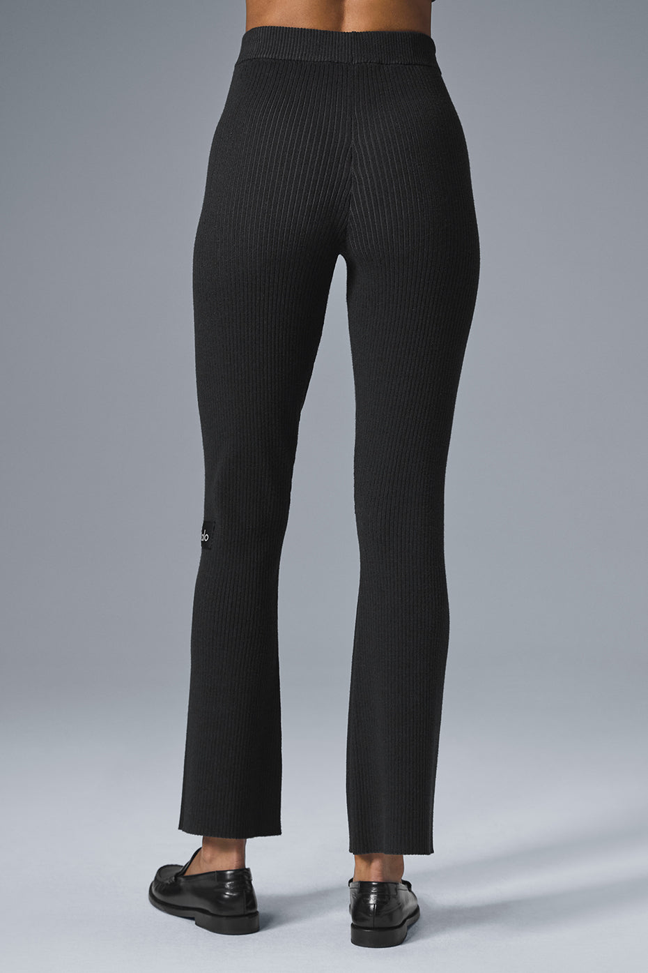 Pantalon évasé taille haute en maille denim - Noir/Anthracite