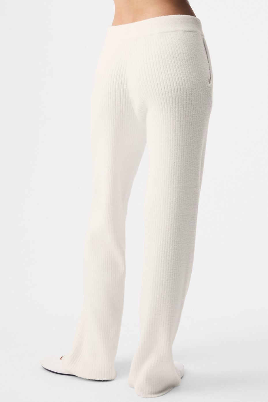 Pantalon large taille haute Snuggle Up en maille - Ivoire