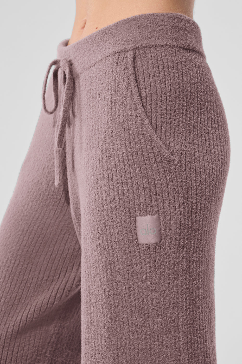 Pantalon large taille haute Snuggle Up en maille - Champignon