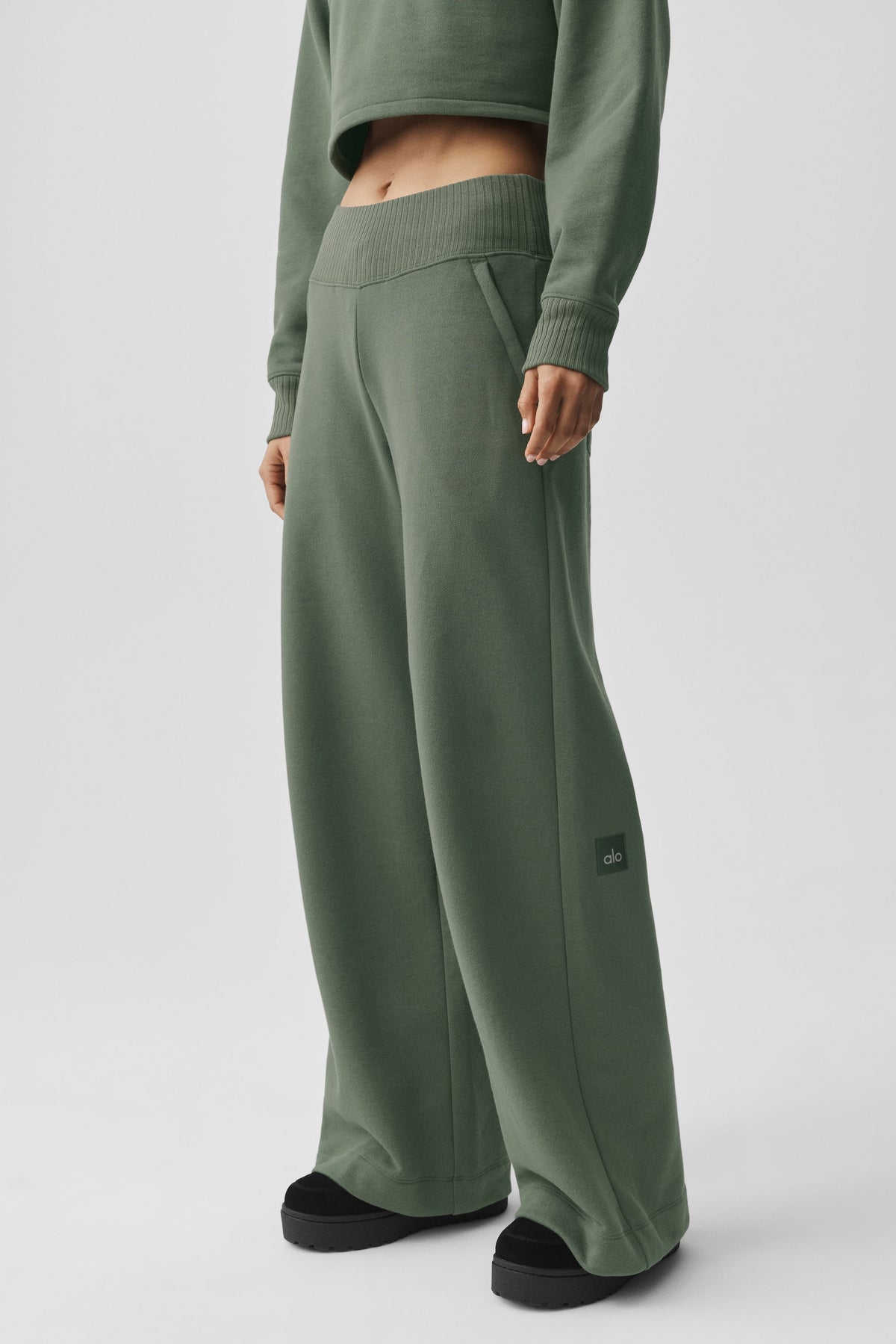 Pantalon de jogging large Serenity - Vert bambou