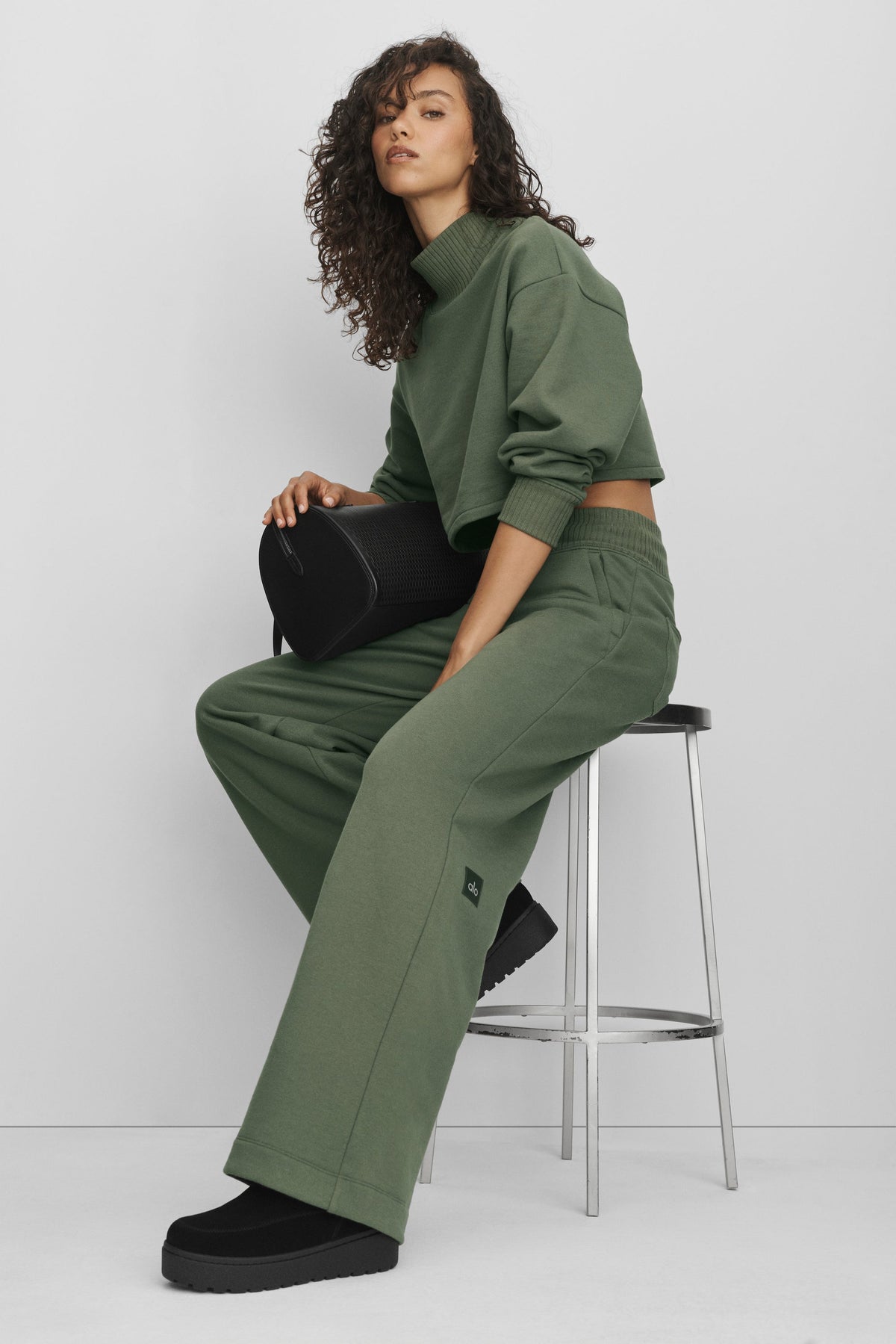 Pantalon de jogging large Serenity - Vert bambou
