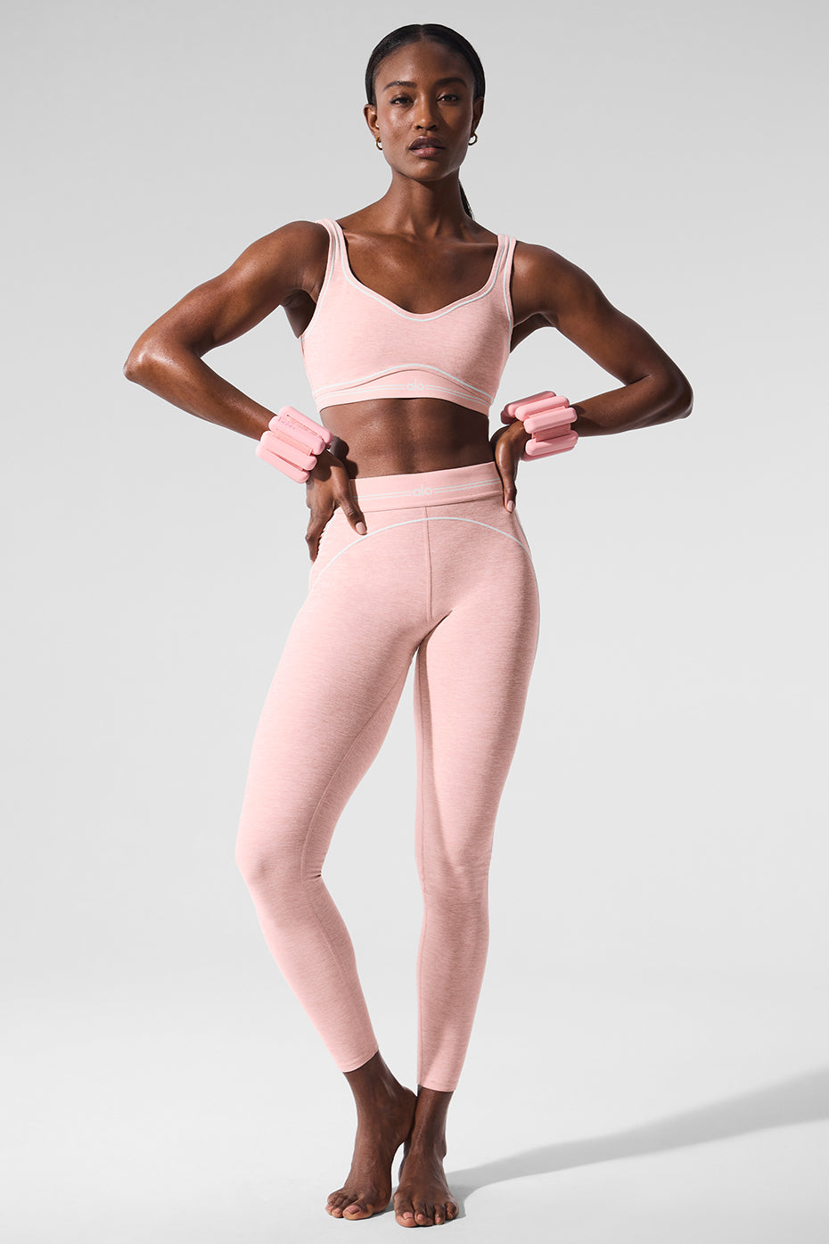 Legging taille haute Alosoft Heart Throb - Quartz rose chiné/Blanc