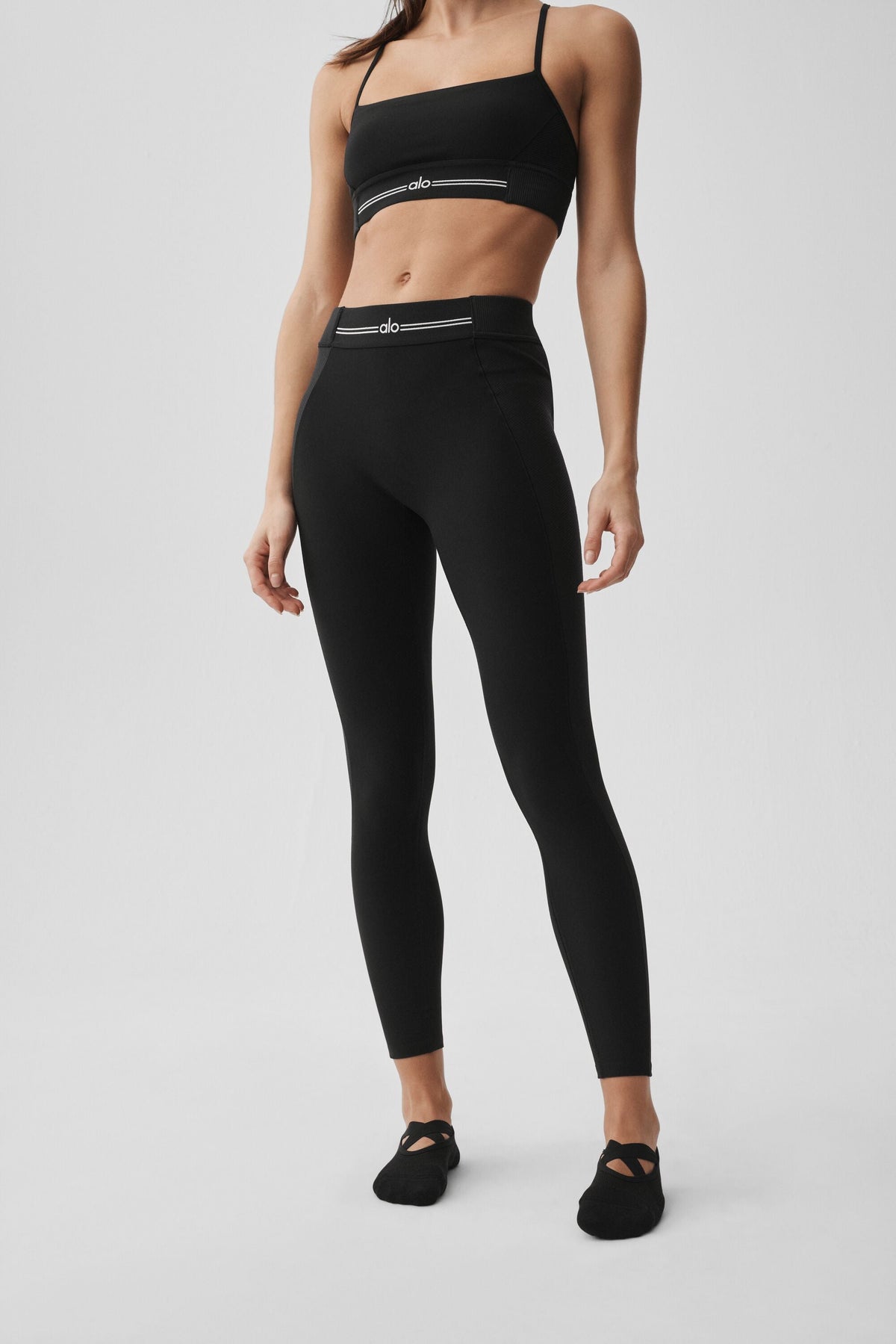 Legging 7/8 taille haute Alosoft Relay - Noir/Blanc