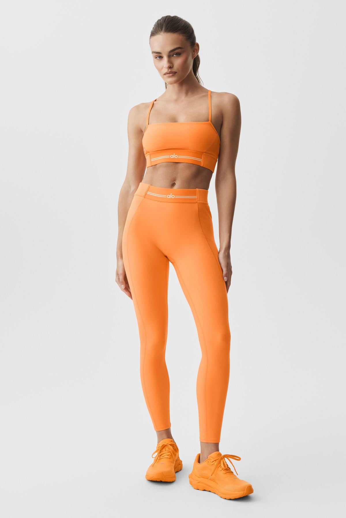 Legging 7/8 taille haute Alosoft Relay - Brise satsuma/Blanc