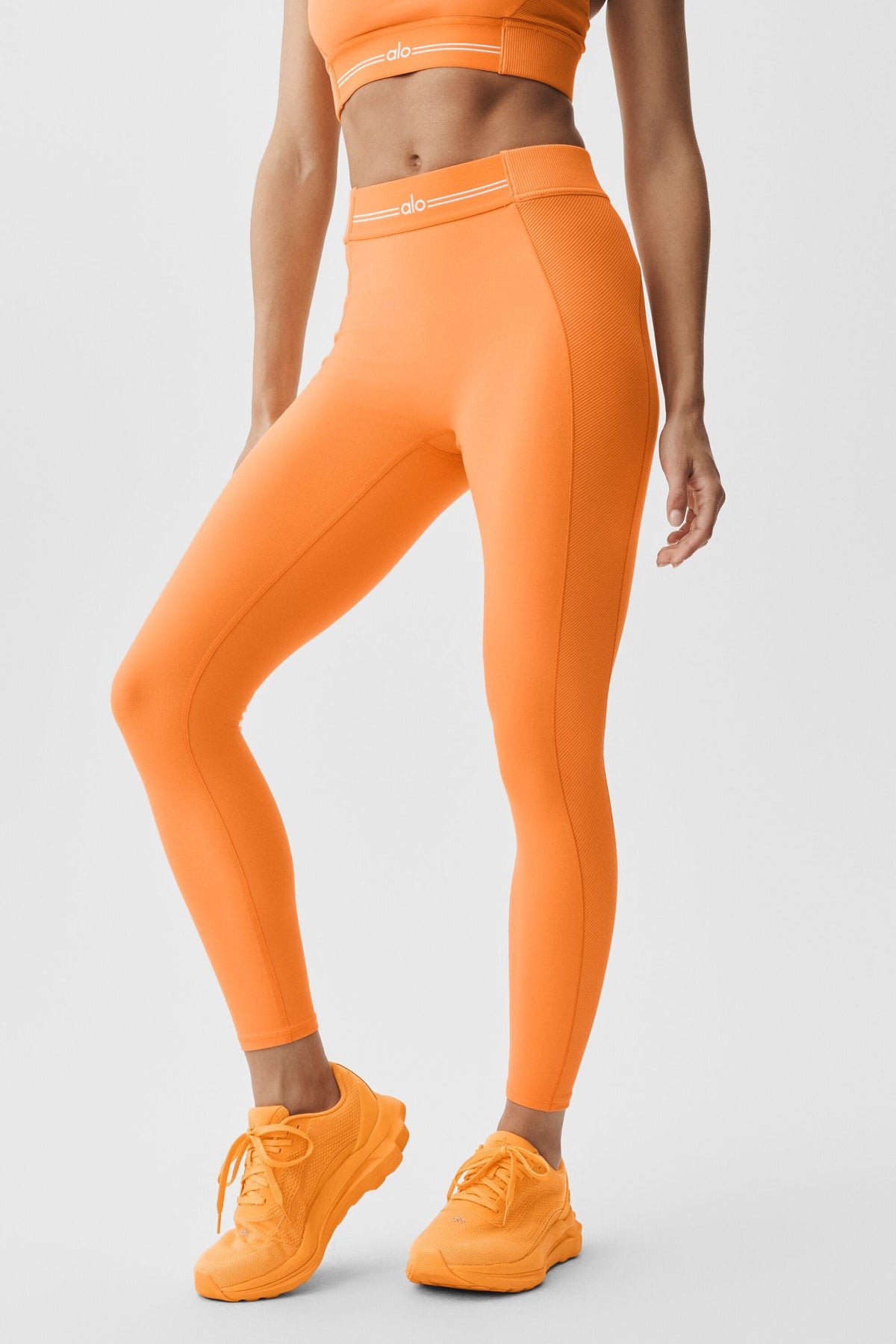 Legging 7/8 taille haute Alosoft Relay - Brise satsuma/Blanc