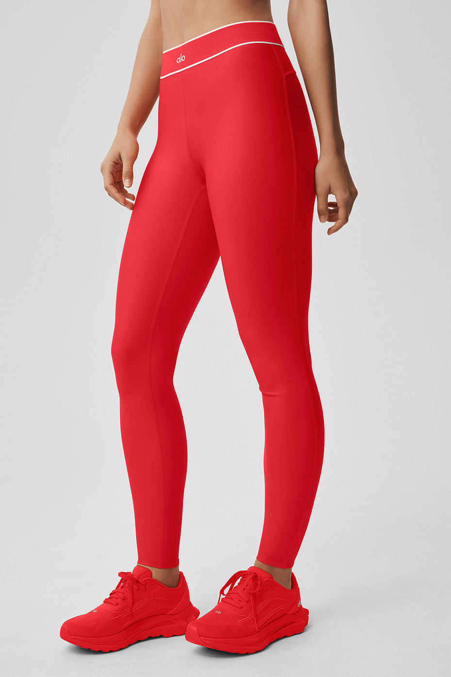 Legging taille haute Airlift Alignment - Rouge vif/Blanc