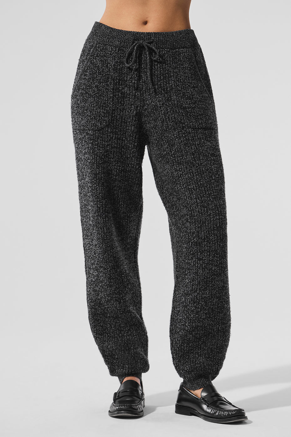 Pantalon en maille chinée - Noir chiné