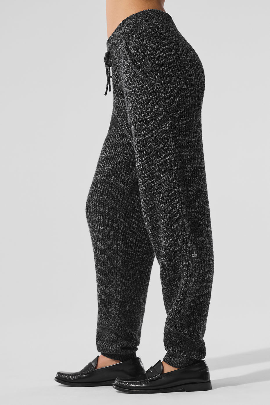 Pantalon en maille chinée - Noir chiné