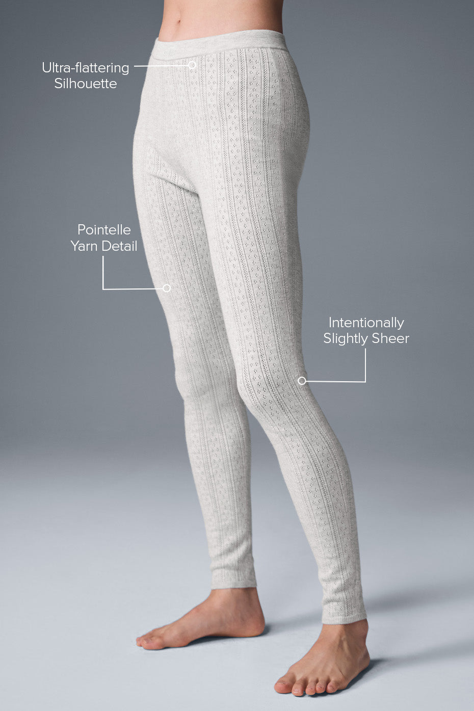 Legging taille haute Be Mine en maille pointelle - Gris clair chiné