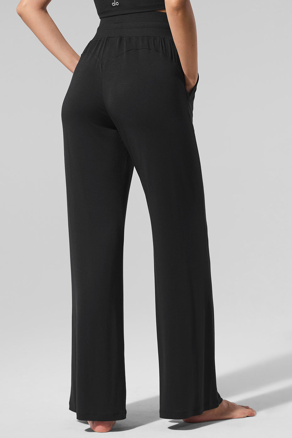 Pantalon évasé de détente semi-transparent Delicate (standard) - Noir