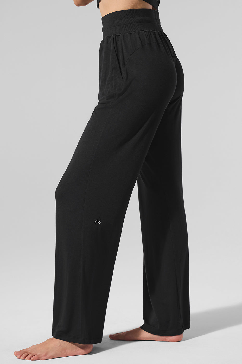 Pantalon évasé de détente semi-transparent Delicate (standard) - Noir