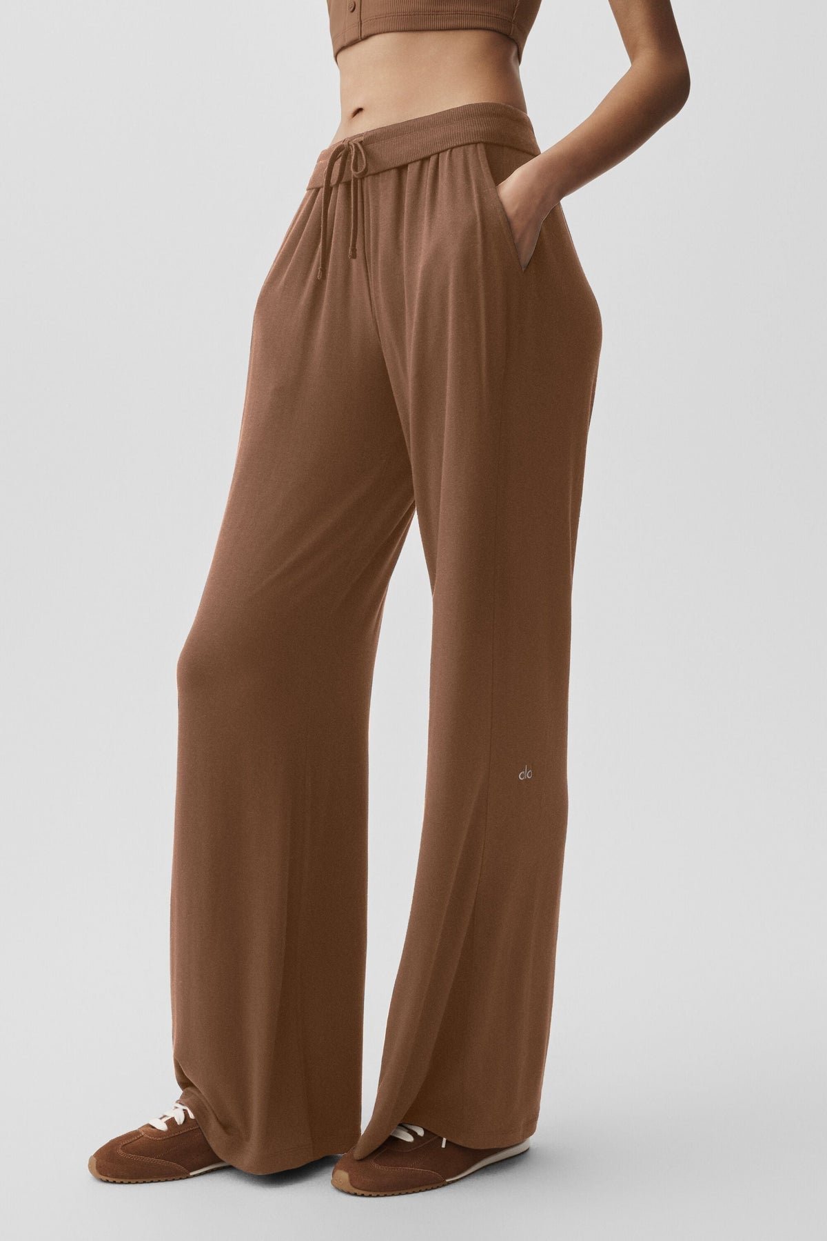 Pantalon évasé de détente semi-transparent Delicate (standard) - Brun ensoleillé