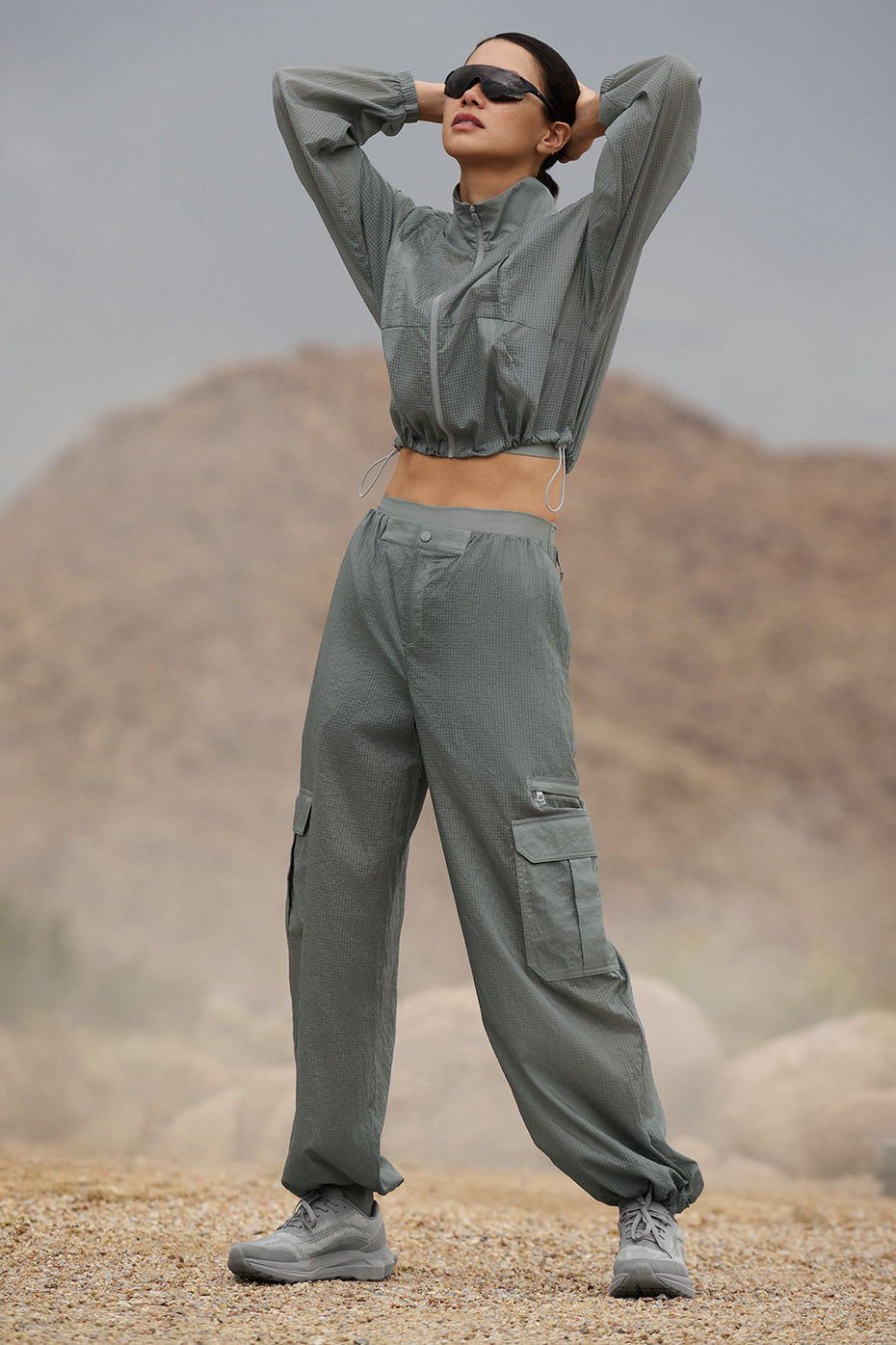 Pantalon de jogging large transparent Game Time - Gris lunaire