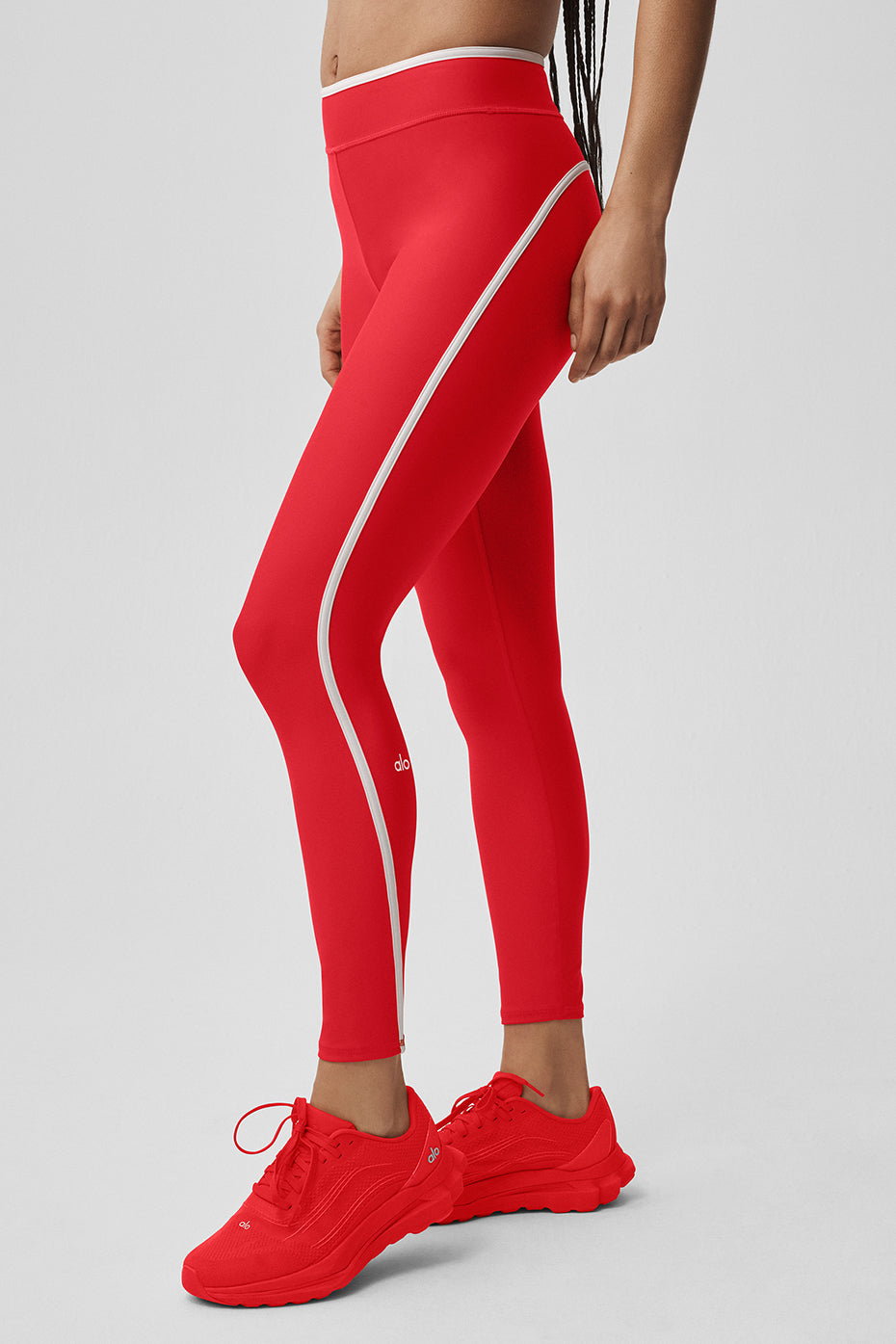 Legging 7/8 taille haute Airlift Charger - Rouge vif/Blanc
