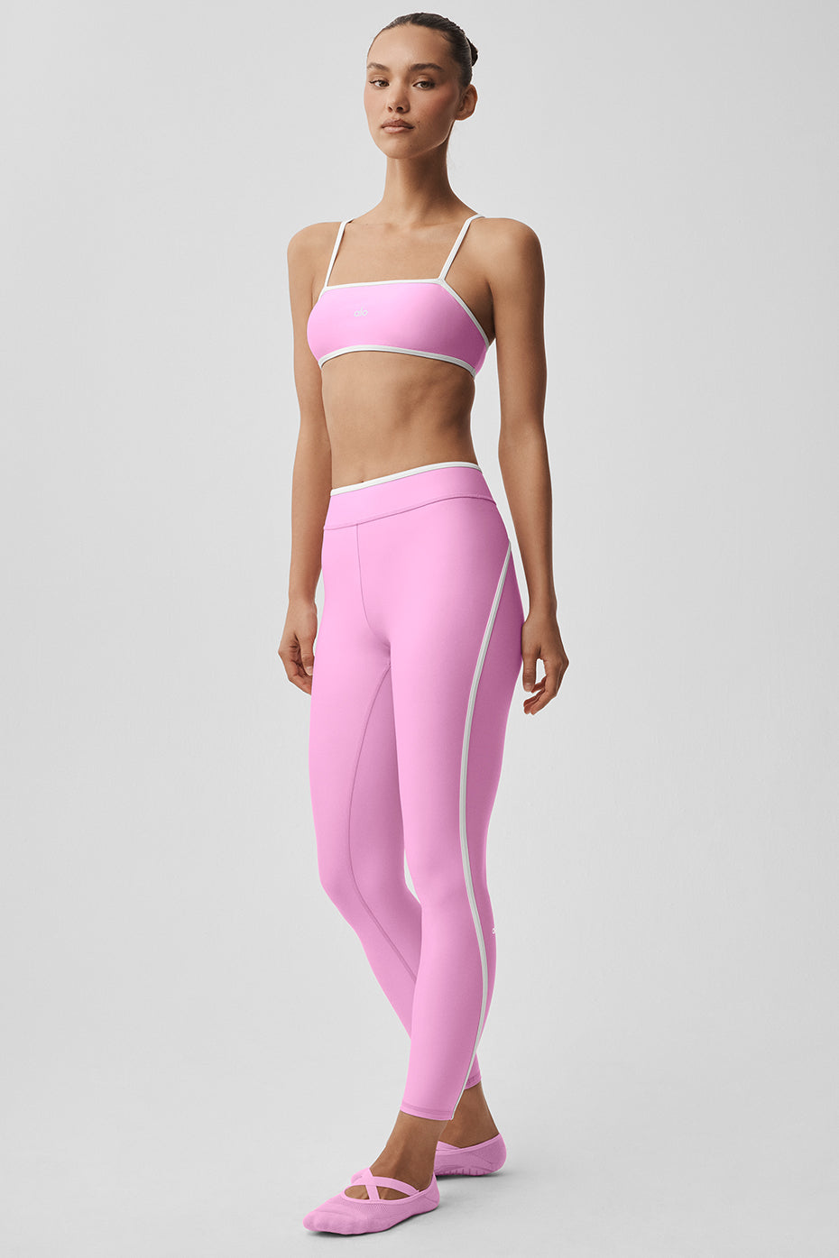Legging 7/8 taille haute Airlift Charger - Rose cœur de bonbon/Blanc