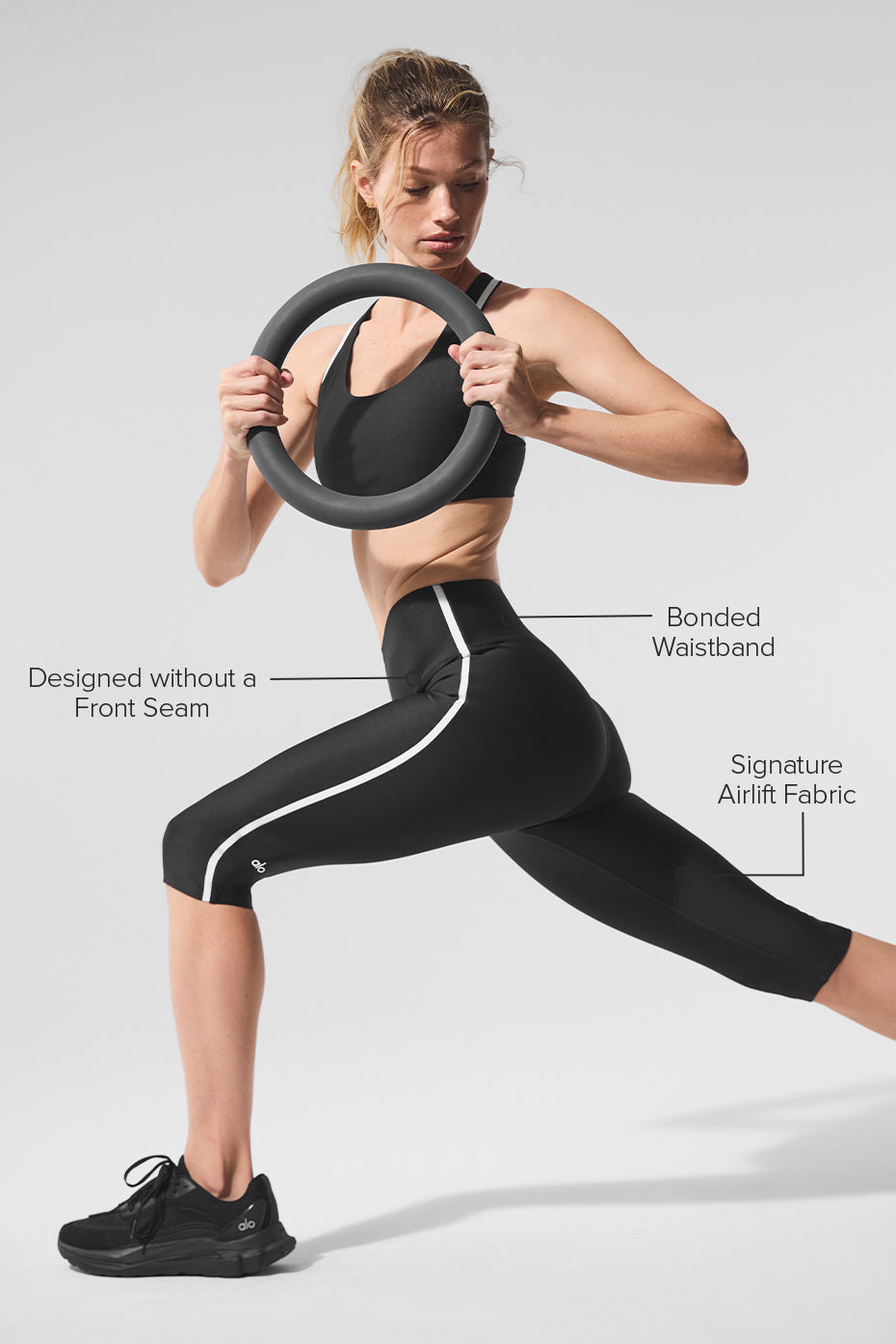 Legging corsaire taille haute Airlift Super Sleek à contrastes - Noir/Blanc