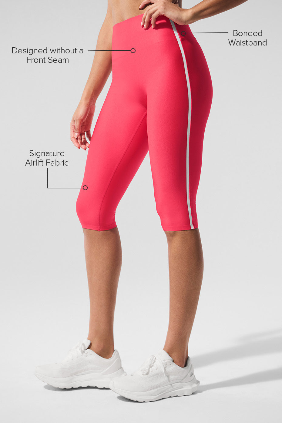 Legging corsaire taille haute Airlift Super Sleek à contrastes - Rouge bonbon/Blanc