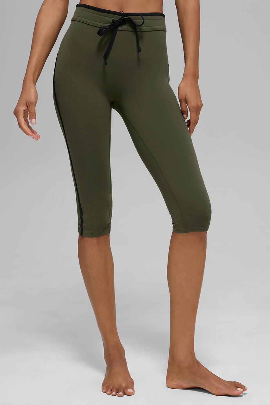 Legging corsaire taille haute Airbrush Race Pace - Olive verte/Noir