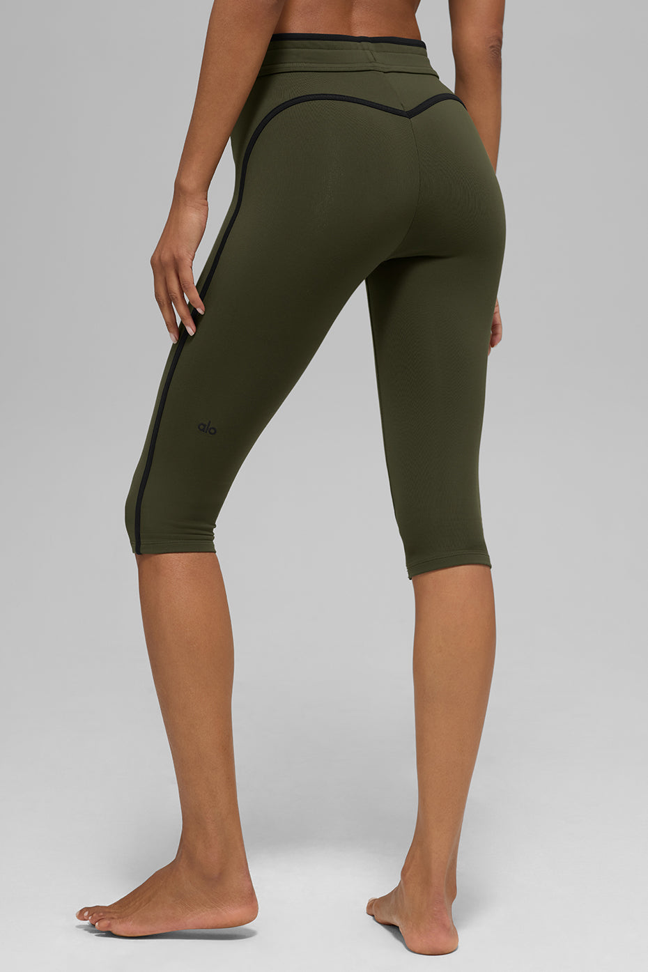 Legging corsaire taille haute Airbrush Race Pace - Olive verte/Noir