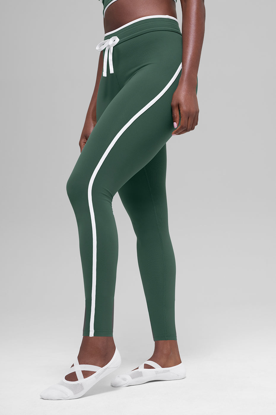 Legging 7/8 taille haute Airbrush Race Pace - Vert trèfle/Blanc