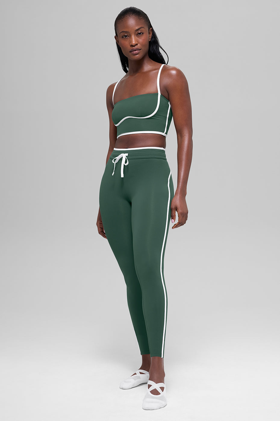 Legging 7/8 taille haute Airbrush Race Pace - Vert trèfle/Blanc