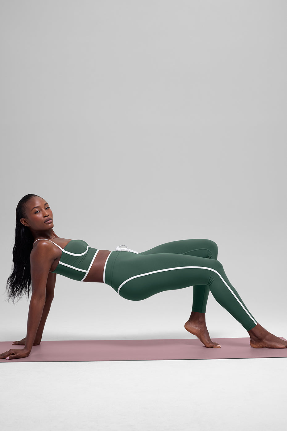 Legging 7/8 taille haute Airbrush Race Pace - Vert trèfle/Blanc