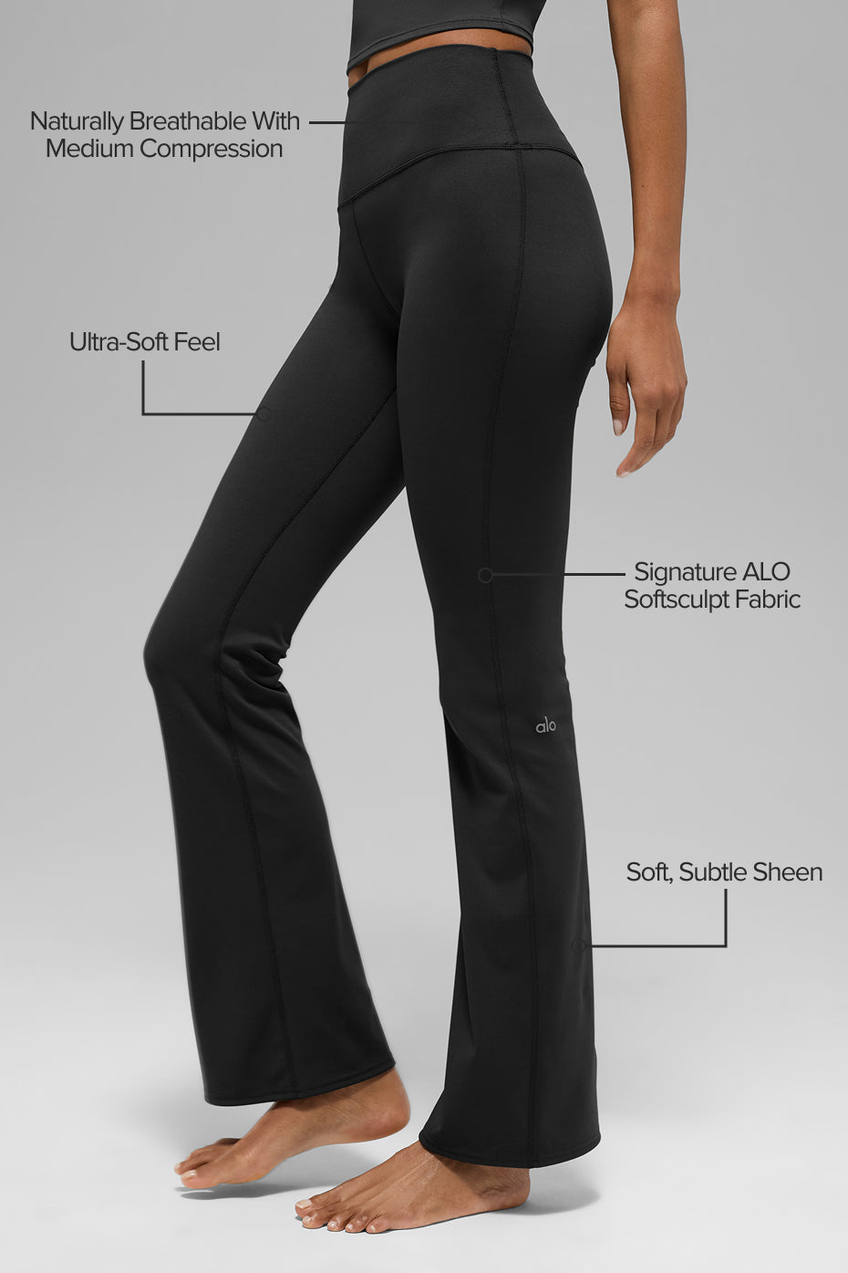 Legging taille haute à coupe évasée ALO Softsculpt (standard) - Noir