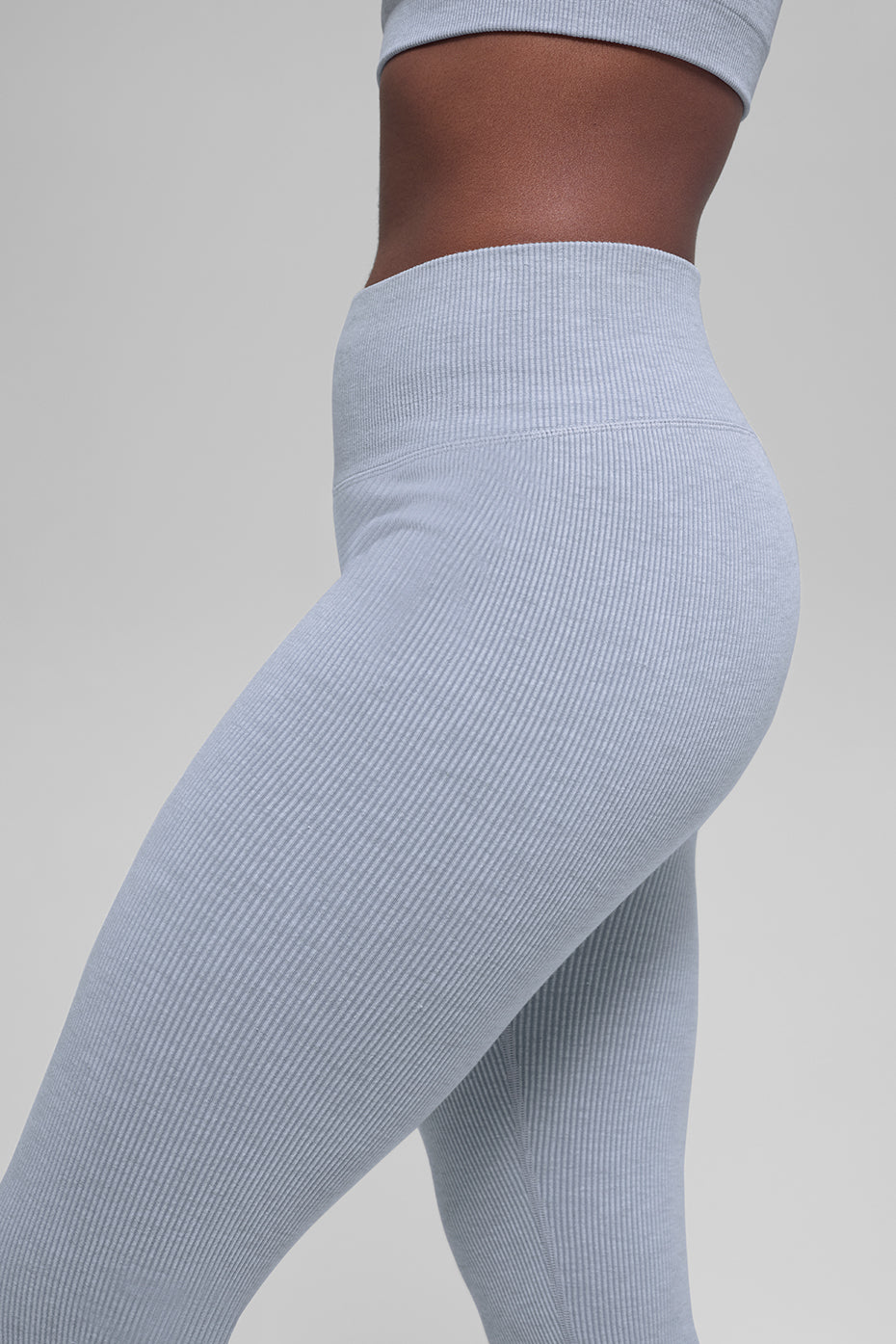 Legging taille haute bicolore côtelé sans coutures - Givre d’hiver chiné
