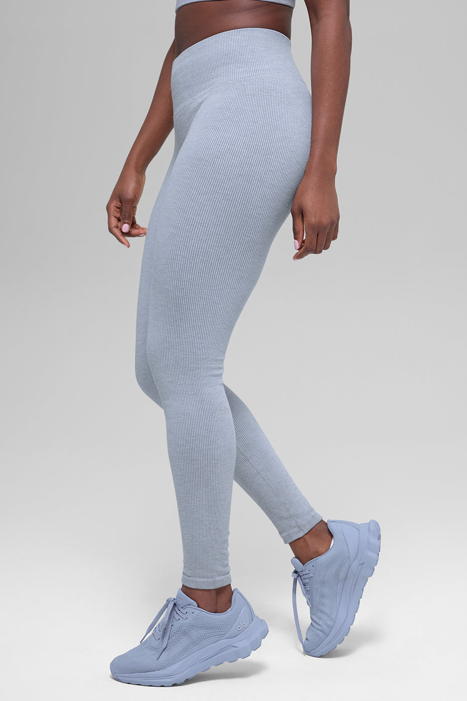 Legging taille haute bicolore côtelé sans coutures - Givre d’hiver chiné