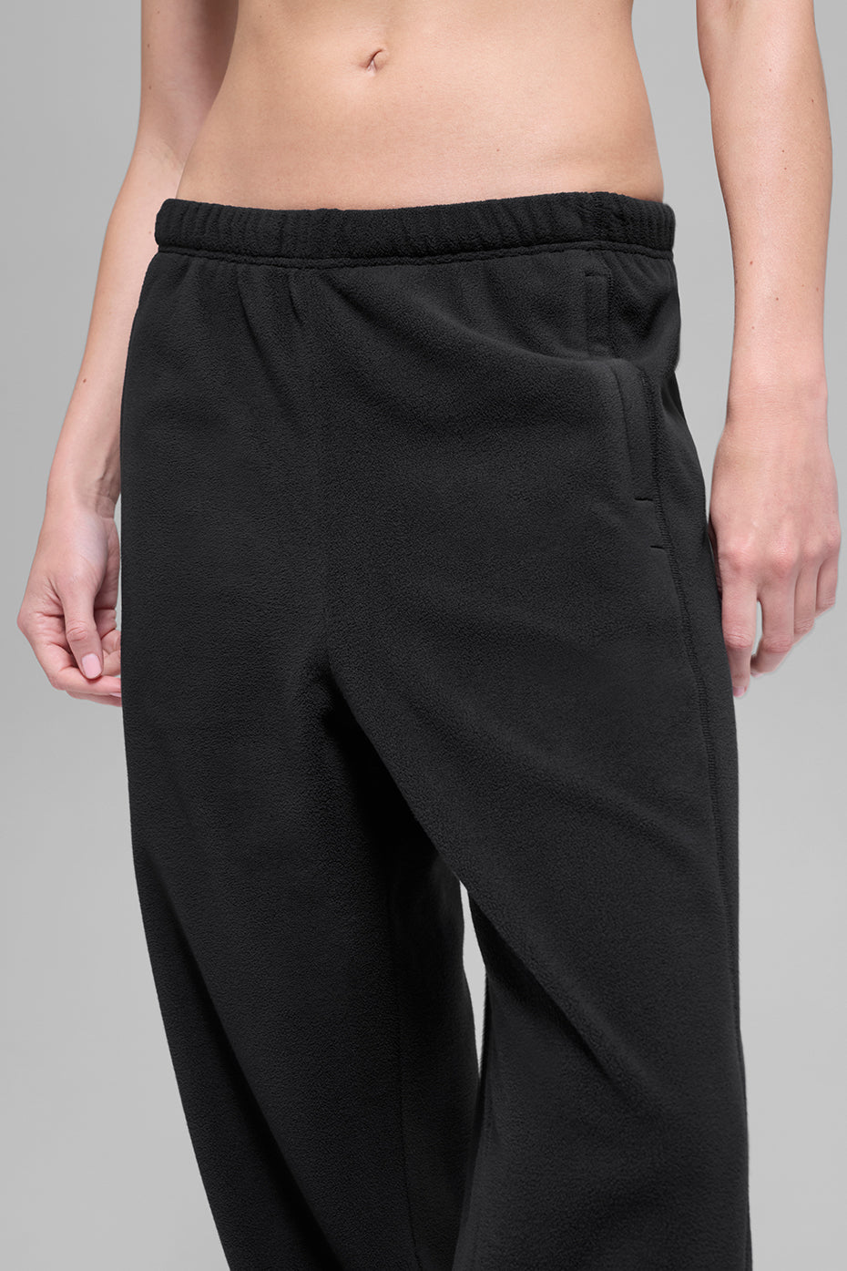 Pantalon de jogging taille haute Retreat en polaire - Noir