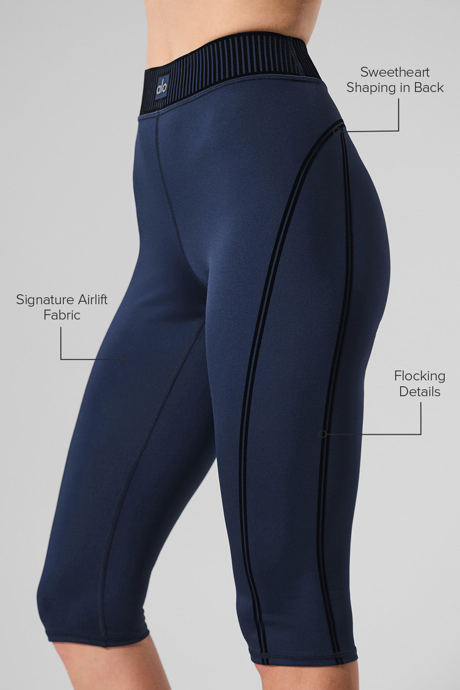 Legging corsaire taille haute Airlift Line Up - Bleu marine