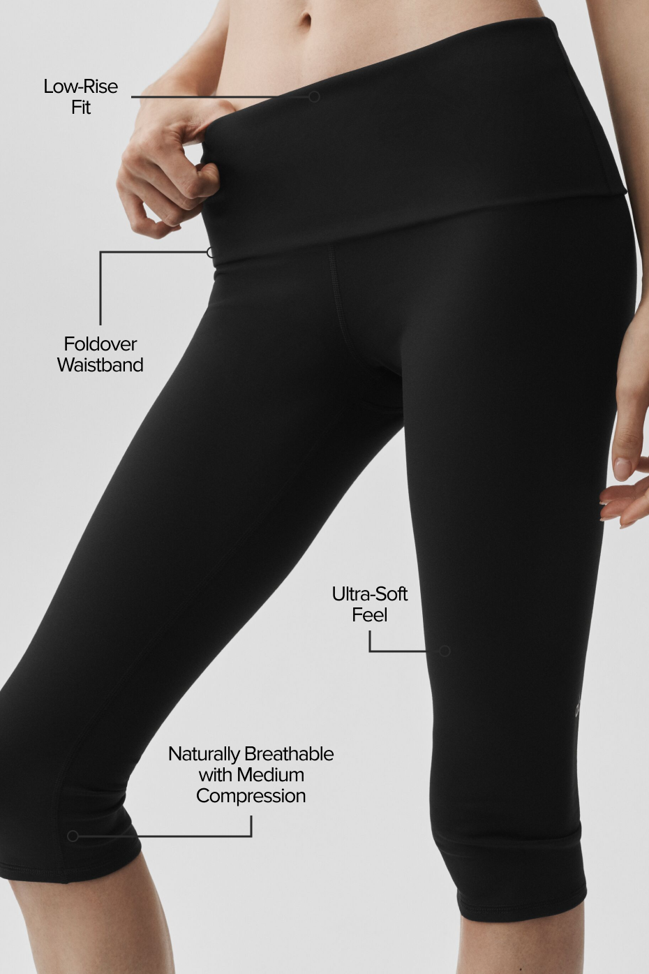 Legging corsaire taille basse rabattable ALO Softsculpt - Noir