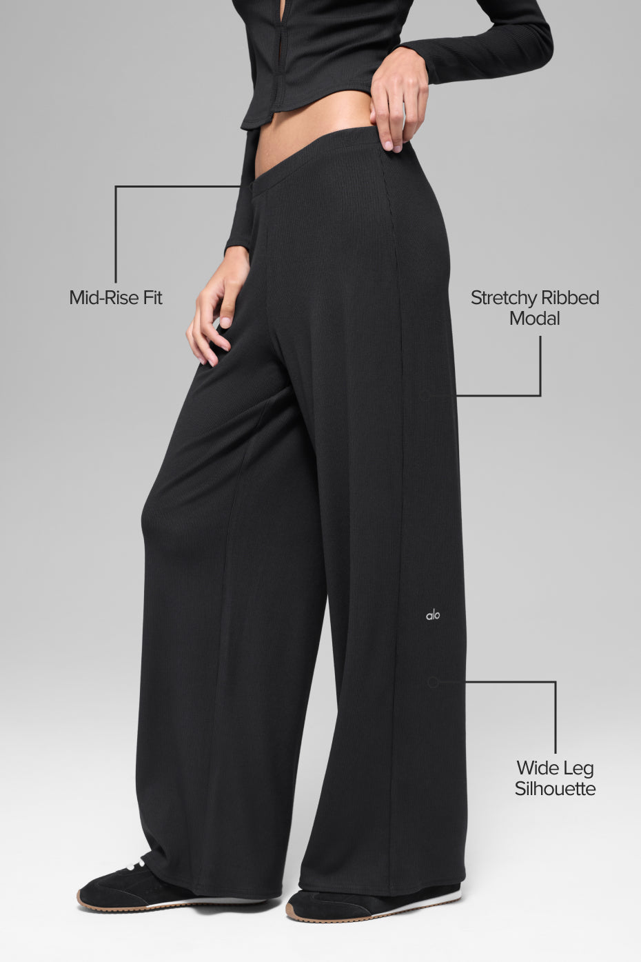 Pantalon droit taille mi-haute Dreamlight - Noir