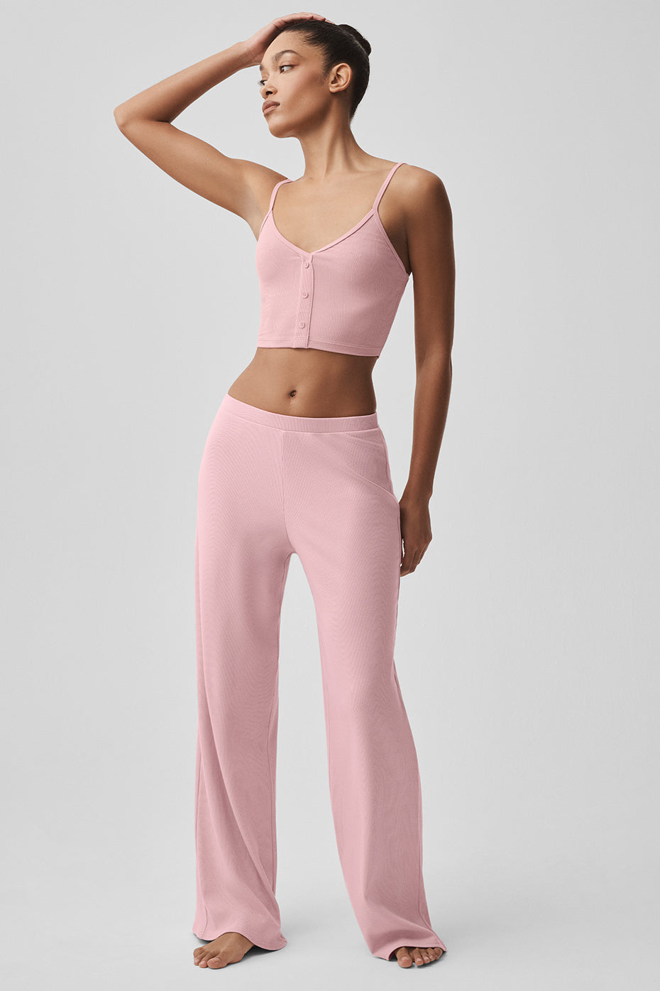 Pantalon droit taille mi-haute Dreamlight - Rose vintage