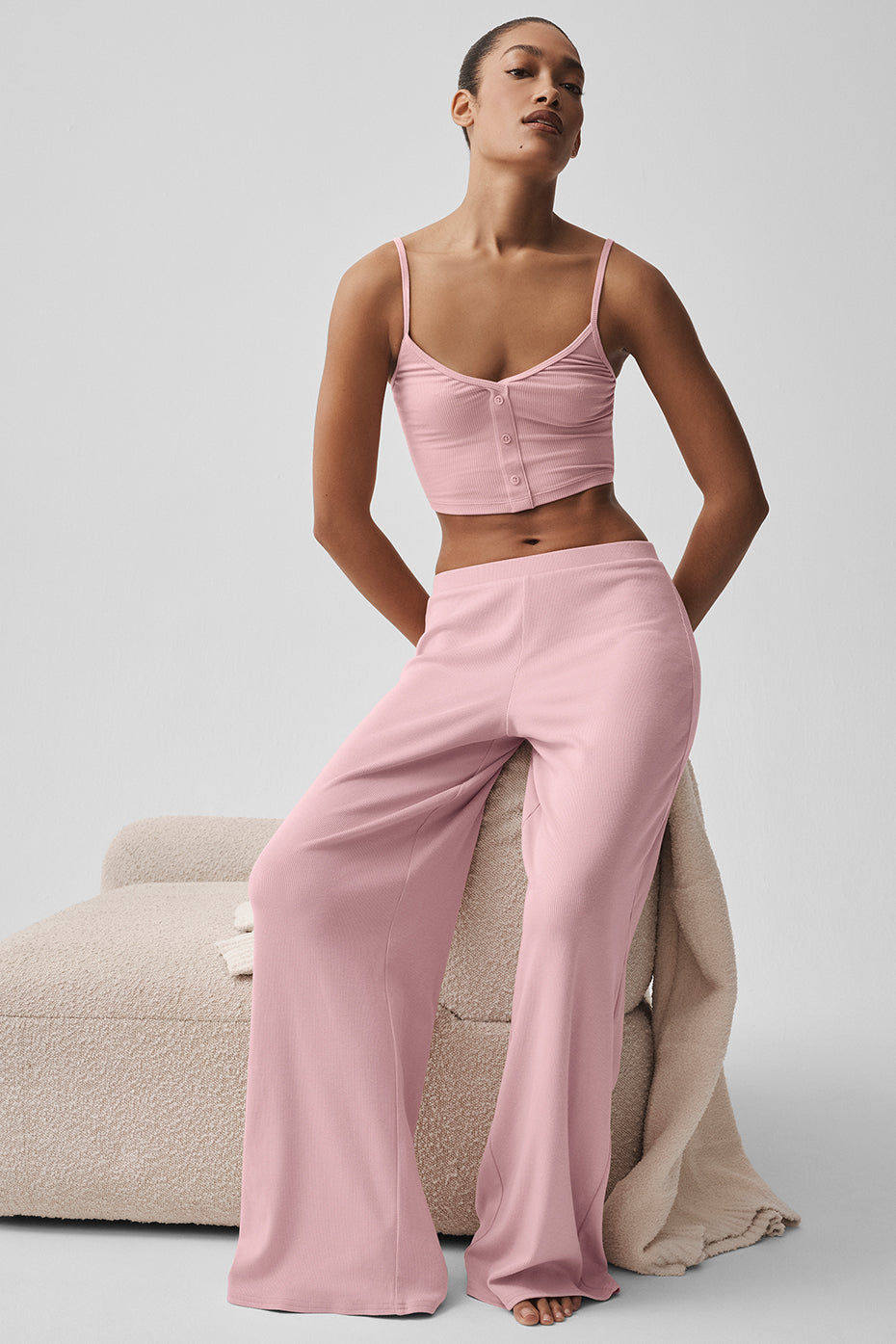 Pantalon droit taille mi-haute Dreamlight - Rose vintage