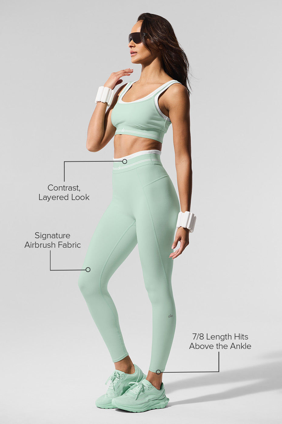 Legging 7/8 taille haute Airbrush Better Together - Menthe verte/Blanc