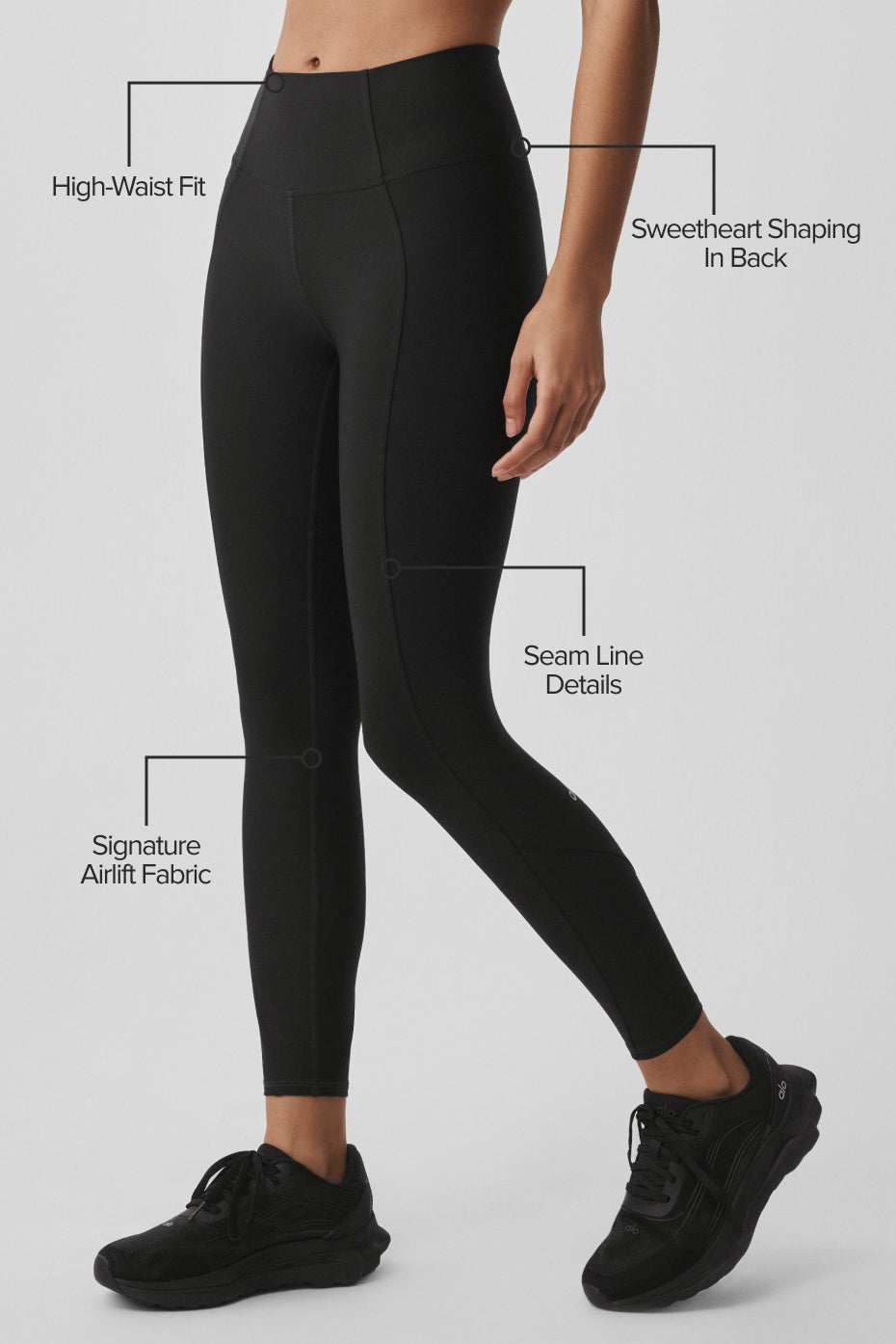 Legging 7/8 taille haute Airlift Fine Line - Noir