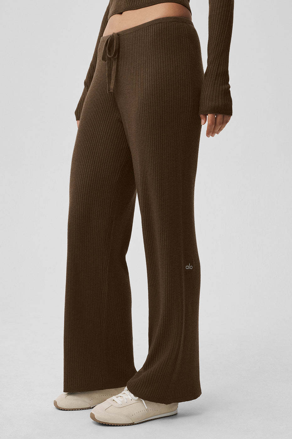 Pantalon large taille mi-haute Unwind en maille - Espresso