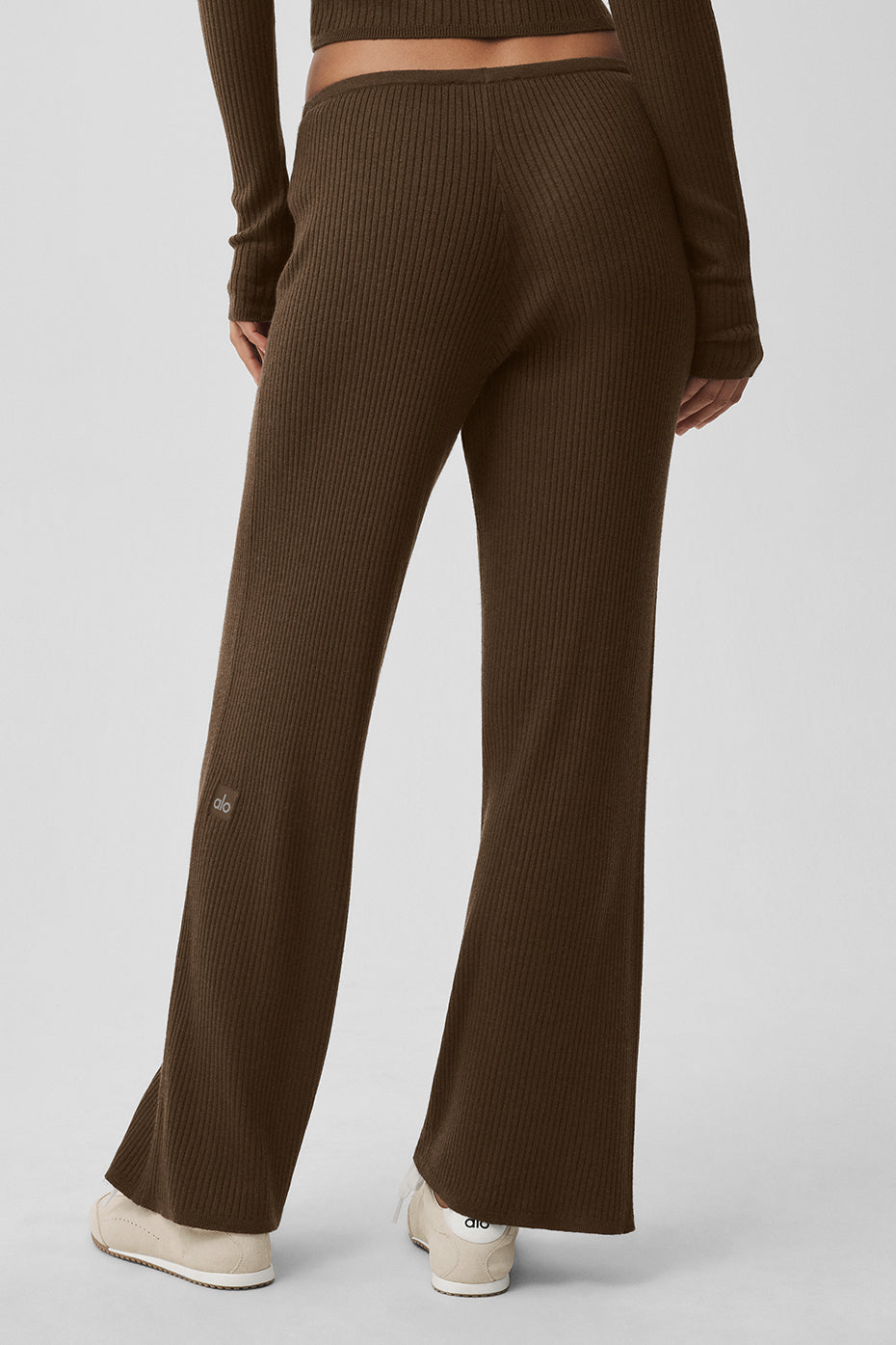 Pantalon large taille mi-haute Unwind en maille - Espresso