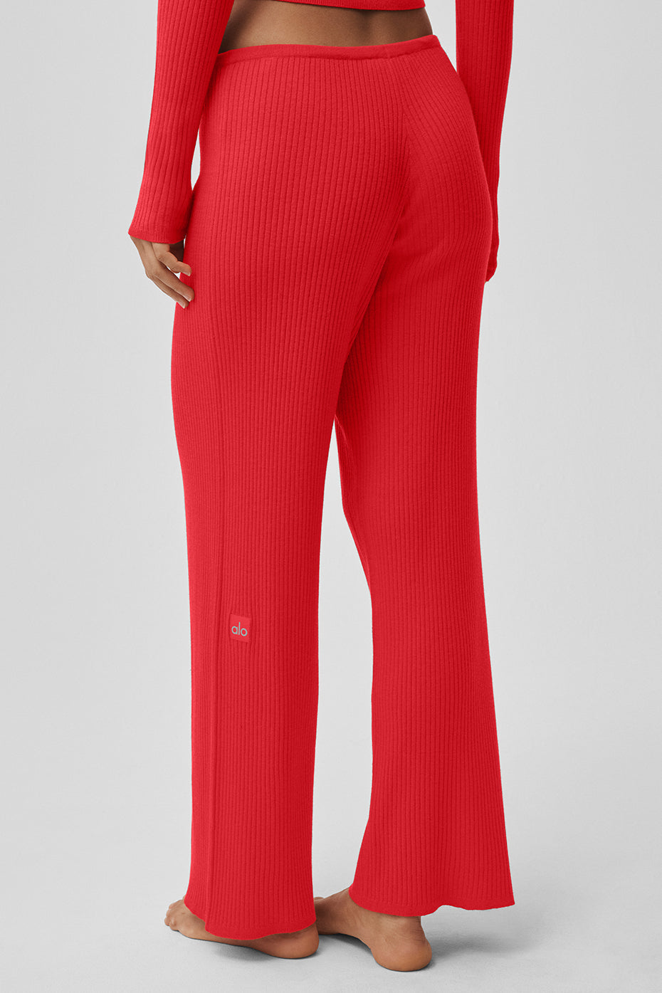 Pantalon large taille mi-haute Unwind en maille - Rouge vif