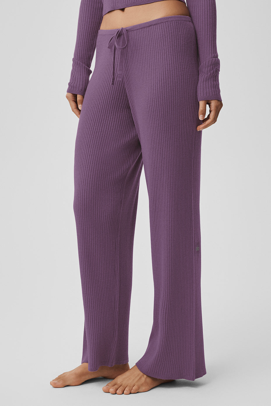 Pantalon large taille mi-haute Unwind en maille - Baiser de prune