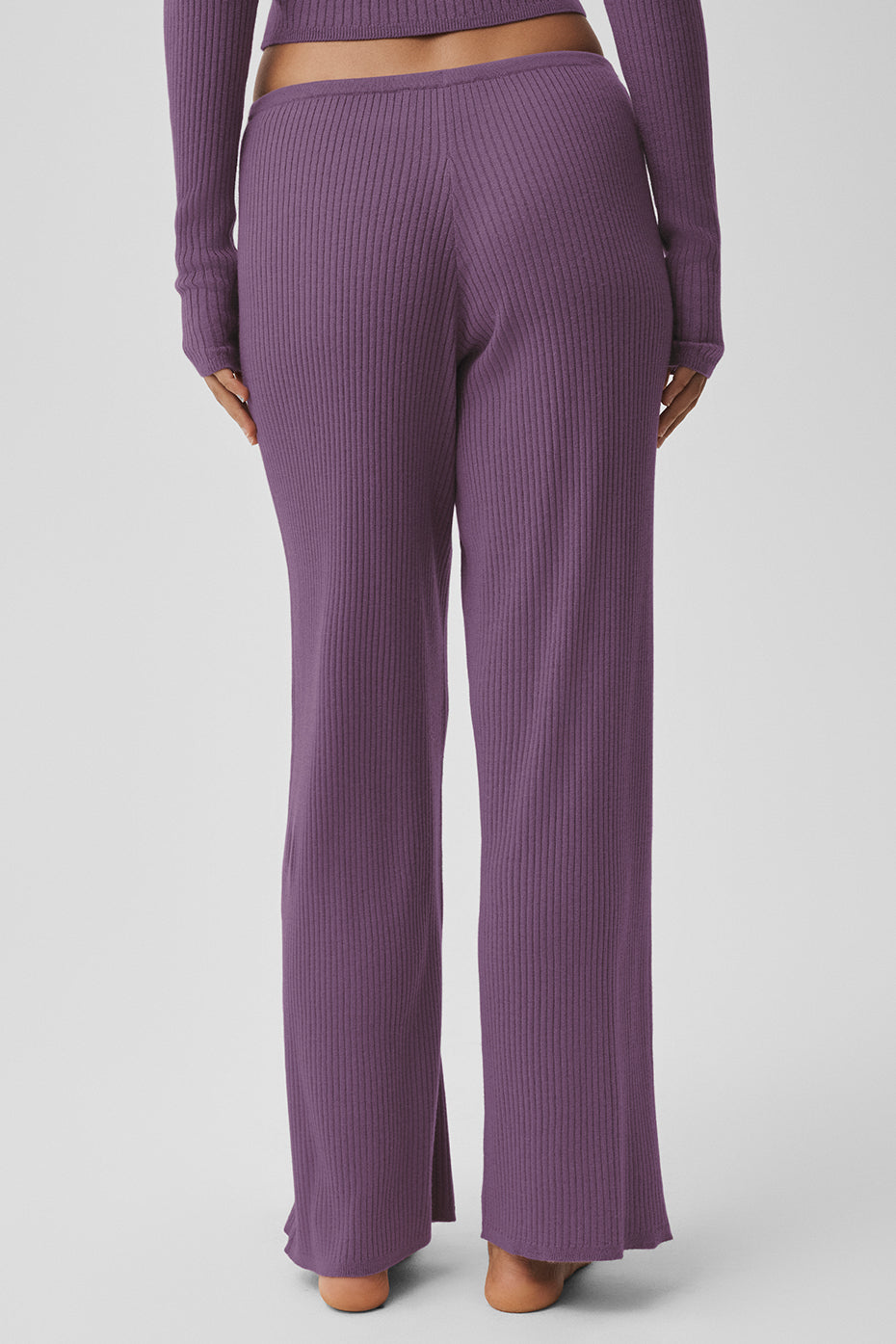 Pantalon large taille mi-haute Unwind en maille - Baiser de prune