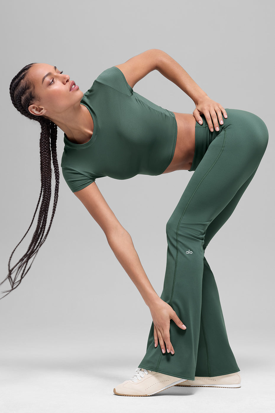 Legging évasé à taille rabattable ALO Softsculpt (court) - Vert trèfle