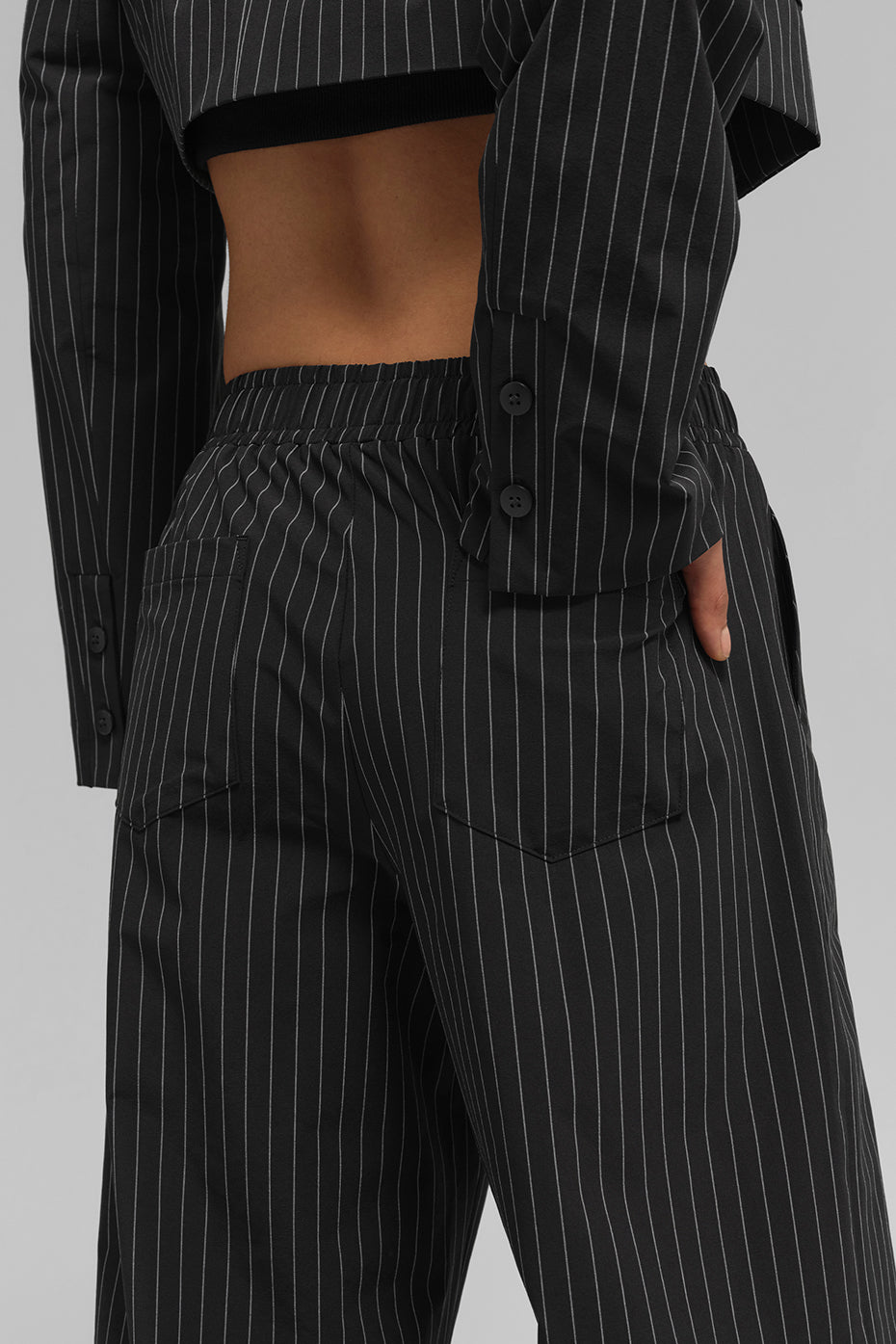 Pantalon façon caleçon Daylight à fines rayures (long) - Noir/Titane